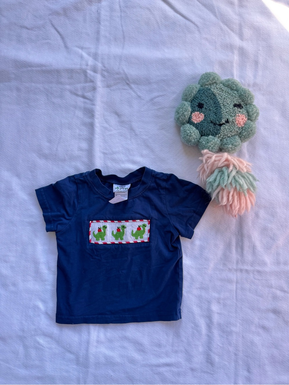 Navy Cactus Smocked Short-Sleeve Tee - Kids